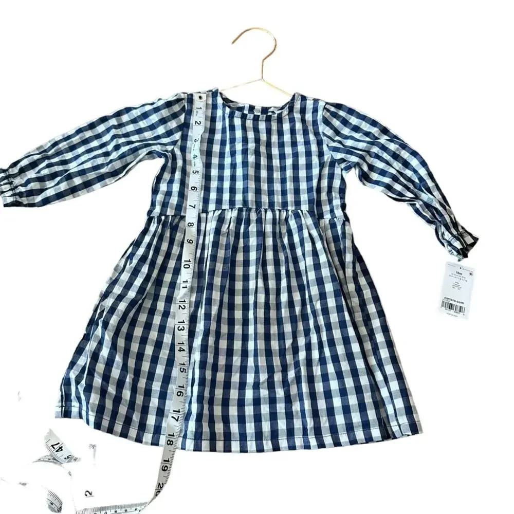 Carter’s blue white infant toddler dress buffalo plaid size 18 months